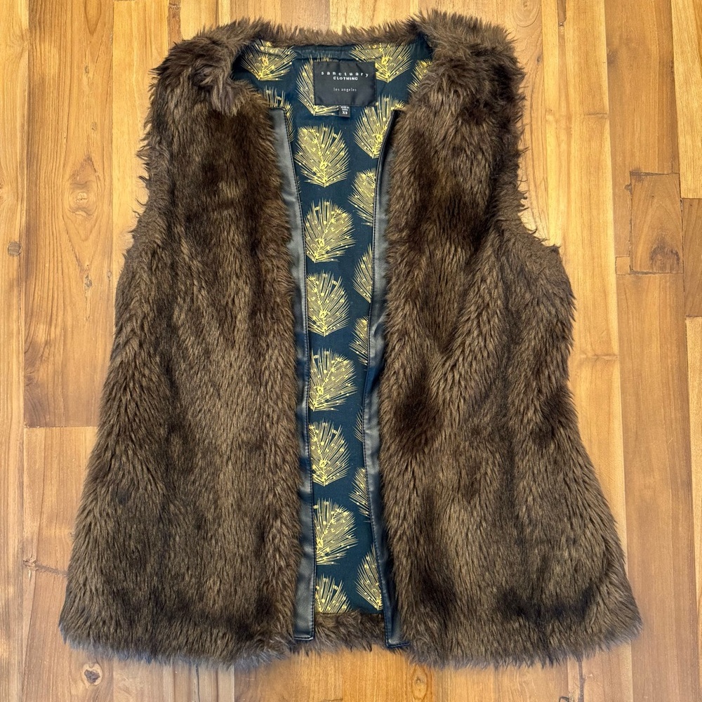 Sanctuary Faux Fur Vest with Leather Trim from Anthropologie